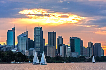 Sunset Yacht racing & Port Jackson in Sydney, New South Wales, Australia