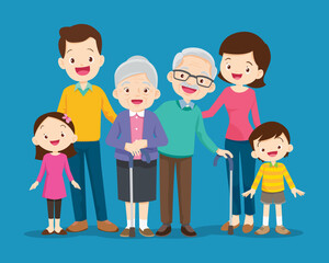 Big happy multi-generational family siblings relatives portrait