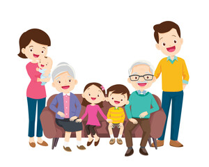 Big happy multi-generational family siblings relatives portrait