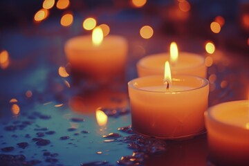Creating a serene and tranquil candlelit ambiance for relaxation, meditation, and reflection in a cozy and intimate setting