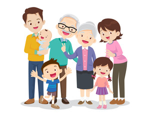 Big happy multi-generational family siblings relatives portrait