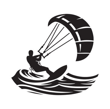kitesurfing silhouette illustration icon
