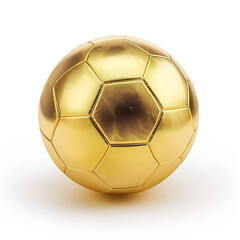 golden soccer ball isolated on white background