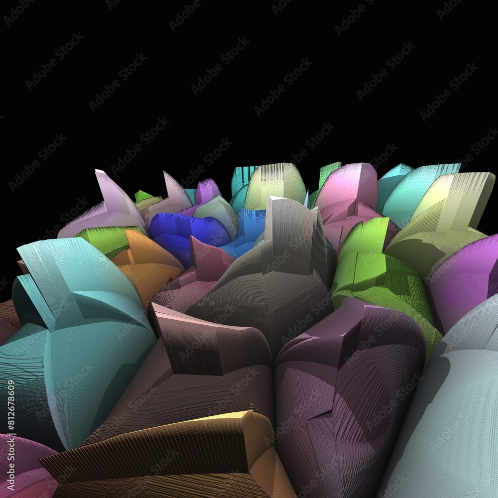 Poster on a plain black background creative 3d exploding rainbow coloured paper pieces