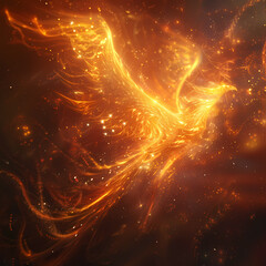 Mythological Phoenix With Radiant Orange and Yellow Flames