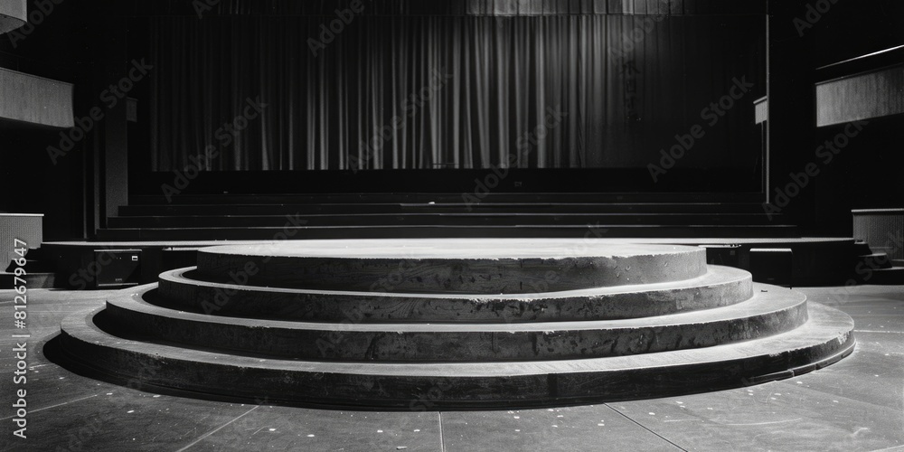 Poster a monochrome image of a stage. suitable for various projects