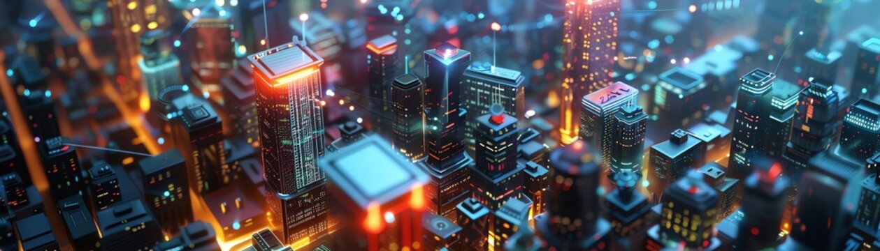 A stunning 3D model depicting a futuristic cityscape inspired by the 1910s