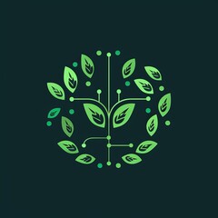 Green Leaf Logo on Dark Background