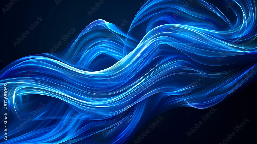 Poster abstract blue wavy background with some smooth lines in it,a simplistic and modern digital image wit