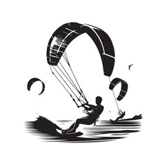 kitesurfing silhouette illustration icon
