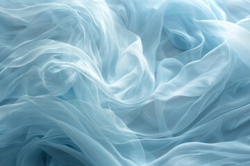 Obraz premium Closeup of soft, billowing white fabric with subtle light blue hues, creating an ethereal and dreamy atmosphere, perfect for delicate designs or romantic themes