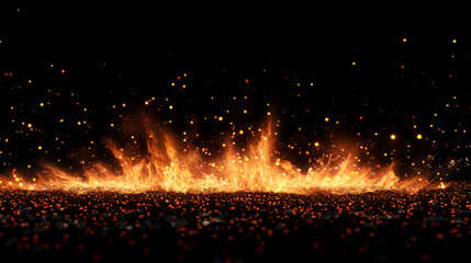 Flame of fire with sparks on a black background,Fire sparks flying like particles on black background. Abstract background,abstract light from fire flame, abstract smoke effect on dark background
