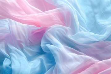 Elegant Pink and Blue Silk Fabric Waves in Soft Light