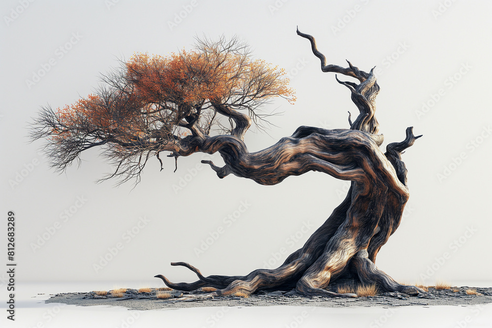 Poster a tree with a twisted trunk and branches