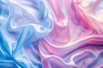 Obraz premium Vibrant Gradient Satin Textures - Pink and Blue Silky Fabric Waves Background