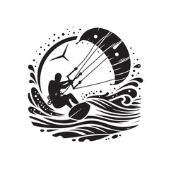 kitesurfing silhouette illustration icon