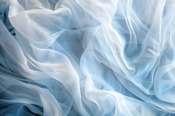 Obraz premium Gentle Blue Fabric Waves in Soft, Ethereal Light - Abstract Textile Background