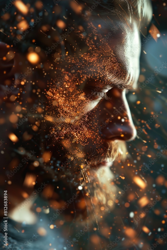 Poster detailed image of a man with a beard, suitable for various projects