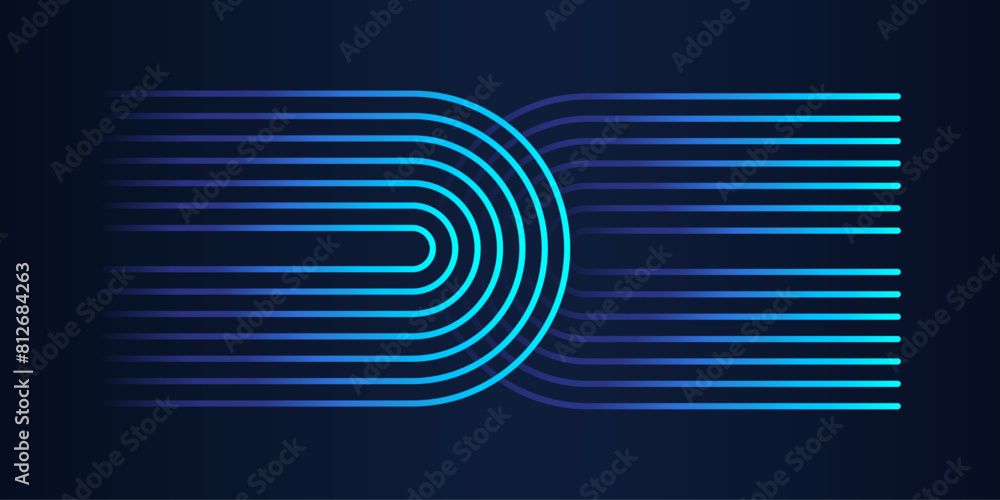 Aufkleber vector flowing dynamic pattern half circles lines in blue green colors, isolated on dark background.