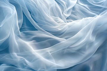 Elegant Soft Blue Silk Fabric Texture Flowing in Graceful Waves