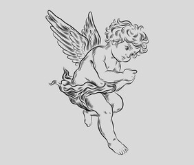 angel, religion, people, illustration, vector, animal body part, animal wing, baby
