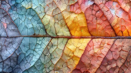 Macro detail of a colorful autumn leaf texture. Abstract background for design.