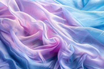 Obraz premium Abstract Waves of Blue and Pink Satin Fabric Creating Soft Textured Background