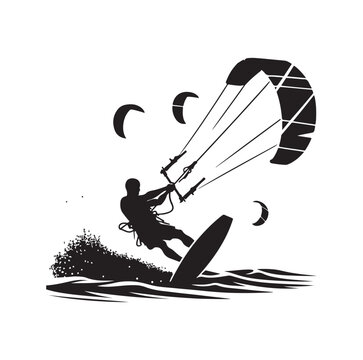 kitesurfing silhouette illustration icon