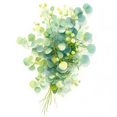Beautiful Botanical Watercolor Artwork with Leaves and Eucalyptus Branches