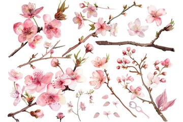 Colorful flowers blooming on a tree branch. Suitable for nature and spring concepts