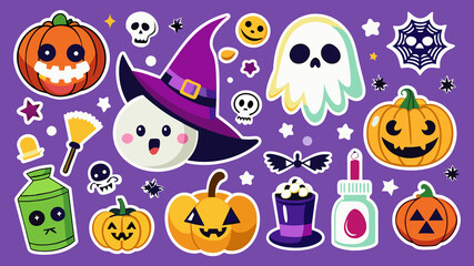 A set of stickers for halloween