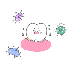 歯周病や歯のトラブルの可愛いキャラクターイラスト