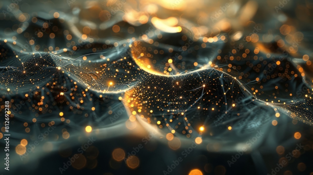 Poster a blurry image of a wave with a lot of sparkles. the image has a dreamy, ethereal quality to it, as 