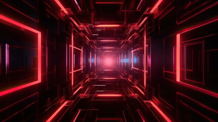 Abstract tunnel of light and new highlights. Abstract neon light background, Generative AI
