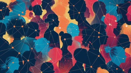 a crowd of people of different colors and sizes