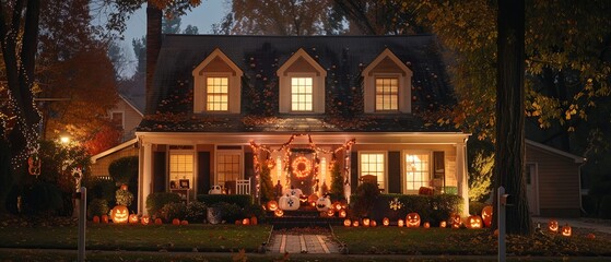 Discover terrifyingly decorated haunted houses for Halloween. Get spooked by eerie decorations, creepy lights, and ghostly figures lurking in the shadows for a frightful experience.