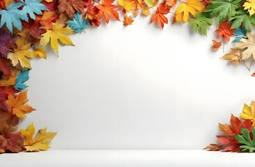 An empty space with colorful maple leaves background