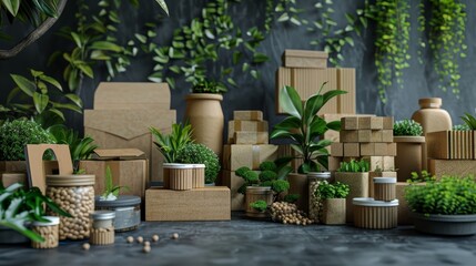 Naklejka premium variety of cardboard boxes and containers in a variety of sizes