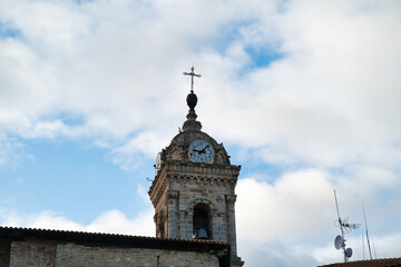 Photograph from the streets of the old town of the tower of the church of San Vicente Mártir, Vitoria-Gasteiz, Basque Country, Spain.