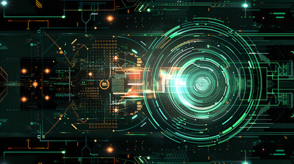 3D rendering of abstract technology concept background. Hi-tech circuit board,Abstract futuristic electronic circuit board and mesh line processing technology background Modern hi-tech, science
