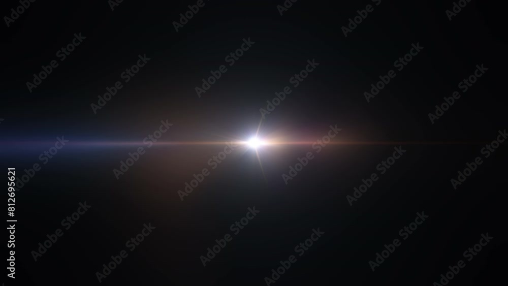 Poster abstract loop center flickering glow colorful star optical flare shine light ray animation on black 