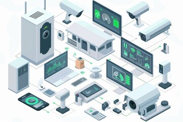 Obraz premium Video technology within indoor surveillance utilizes interactive communication for security maintenance, ensuring safety through smart surveillance and emergency response measures.