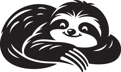 Lazy sloth silhouette vector illustration.