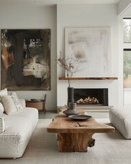Modern living room, fireplace