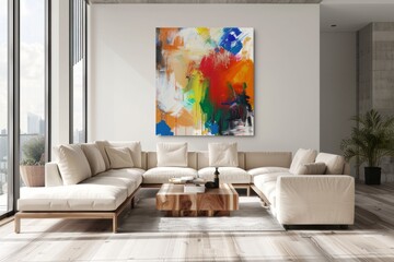 Modern living room, fireplace