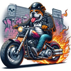 dog design riding a motorcycle photo attractive harmony used for printing illustrator.