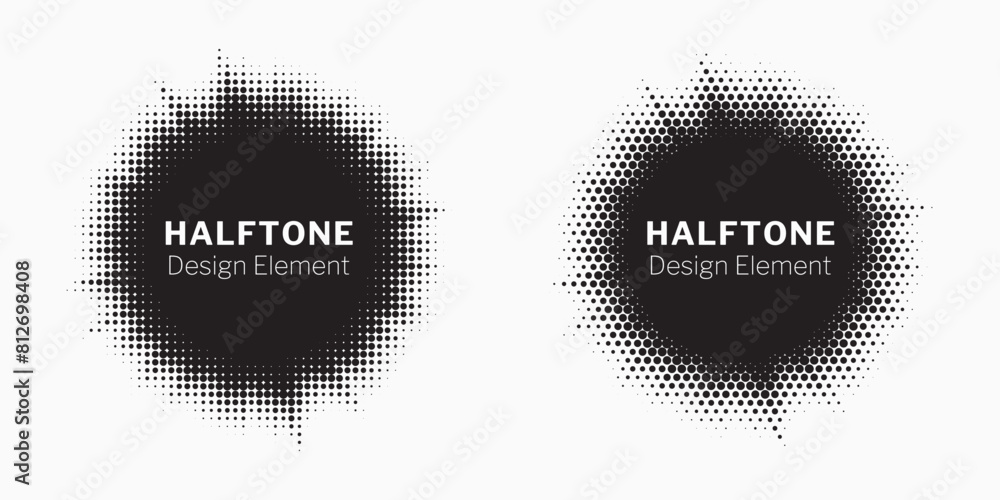 Poster Halftone Background. Glowing light Halftone effect. Abstract grunge Starburst halftone dots background set. Star Flare, Shine light halftone texture. Retro background, pop art style.