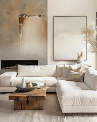 Modern living room, fireplace