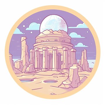 ancient planet with ruins of advanced civilizations