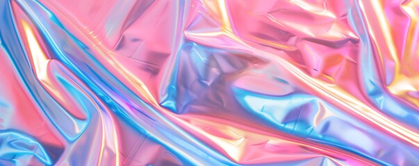 Fototapeta premium Vibrant Holographic Foil Texture in Pink and Blue for Modern Designs